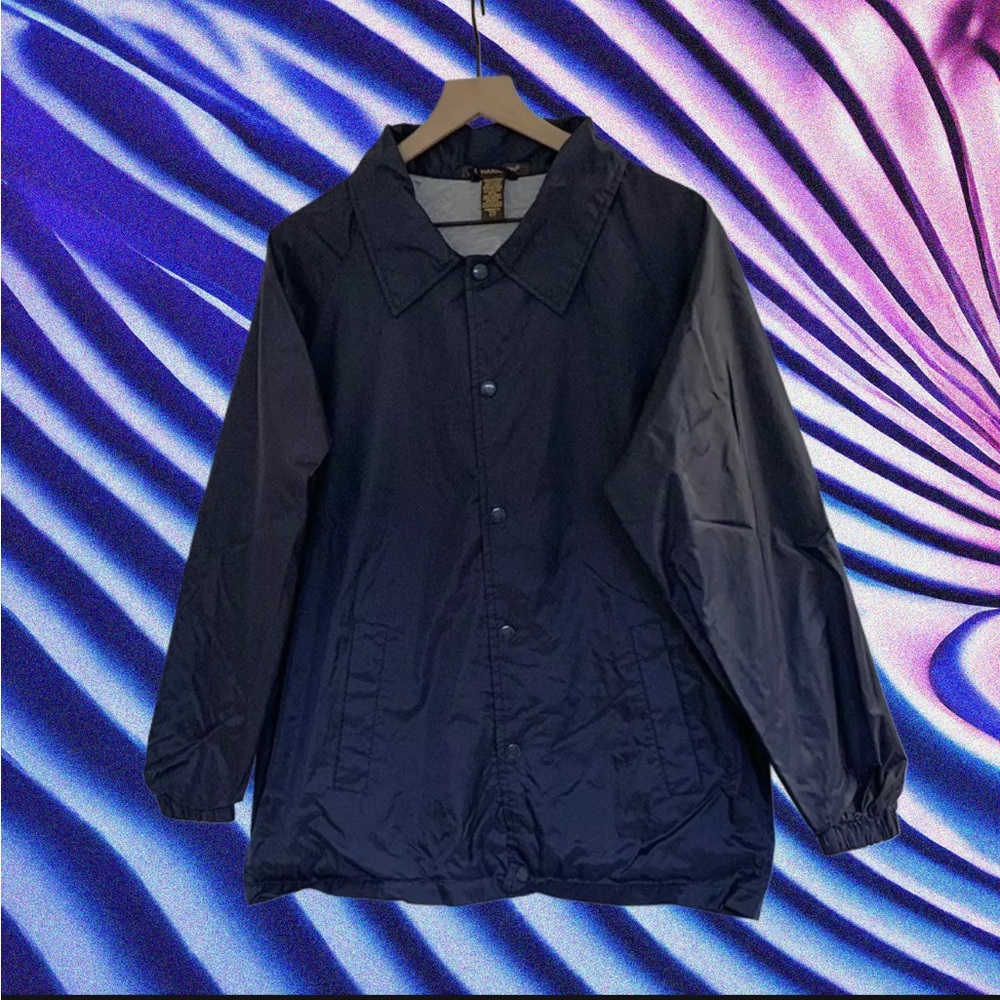 Harriton Men’s Coach’s Navy Jacket Windbreaker Size S